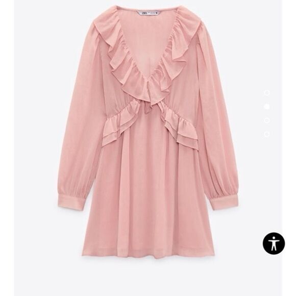 Zara blogger favorite short ruffled pink chiffon dress - Picture 9 of 9